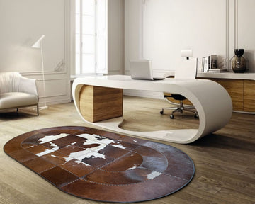 HANDMADE 100% Natural COWHIDE RUG | Cowhide Patchwork Area Rug | Leather Carpet | PR213