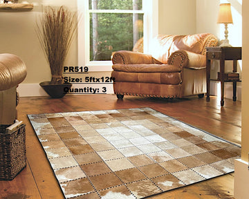 100% Cowhide Patchwork Carpet - Luxurious Floor Covering | Hallway Runner | PR519 and PR132