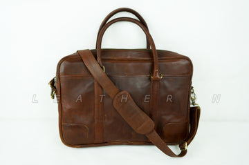 Genuine Suede Leather Laptop Bag with Slim and Smart Design
