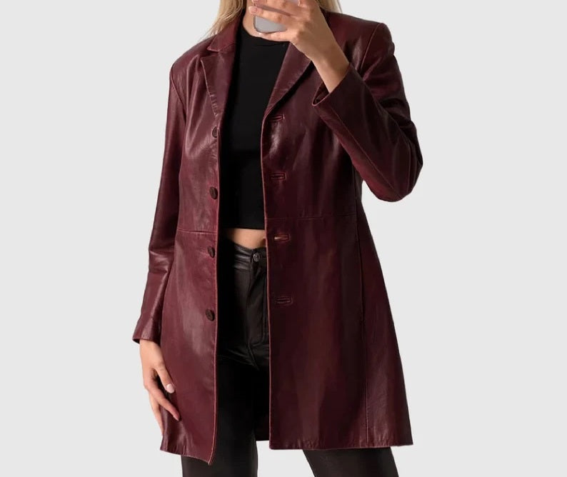 Leather duster jacket on sale