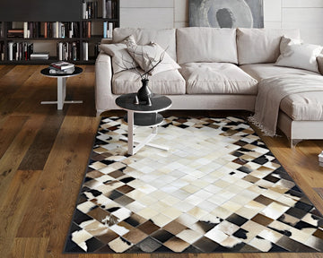 HANDMADE 100% Natural COWHIDE RUG | Patchwork Cowhide Area Rug | Real Cowhide Hallway Runner | Hair on Leather Cowhide Carpet | PR211