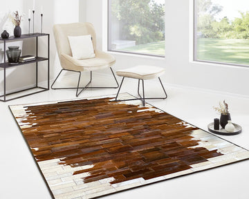 HANDMADE 100% Natural COWHIDE RUG | Patchwork Cowhide Area Rug | Real Cowhide Hallway Runner | Hair on Leather Cowhide Carpet | PR209
