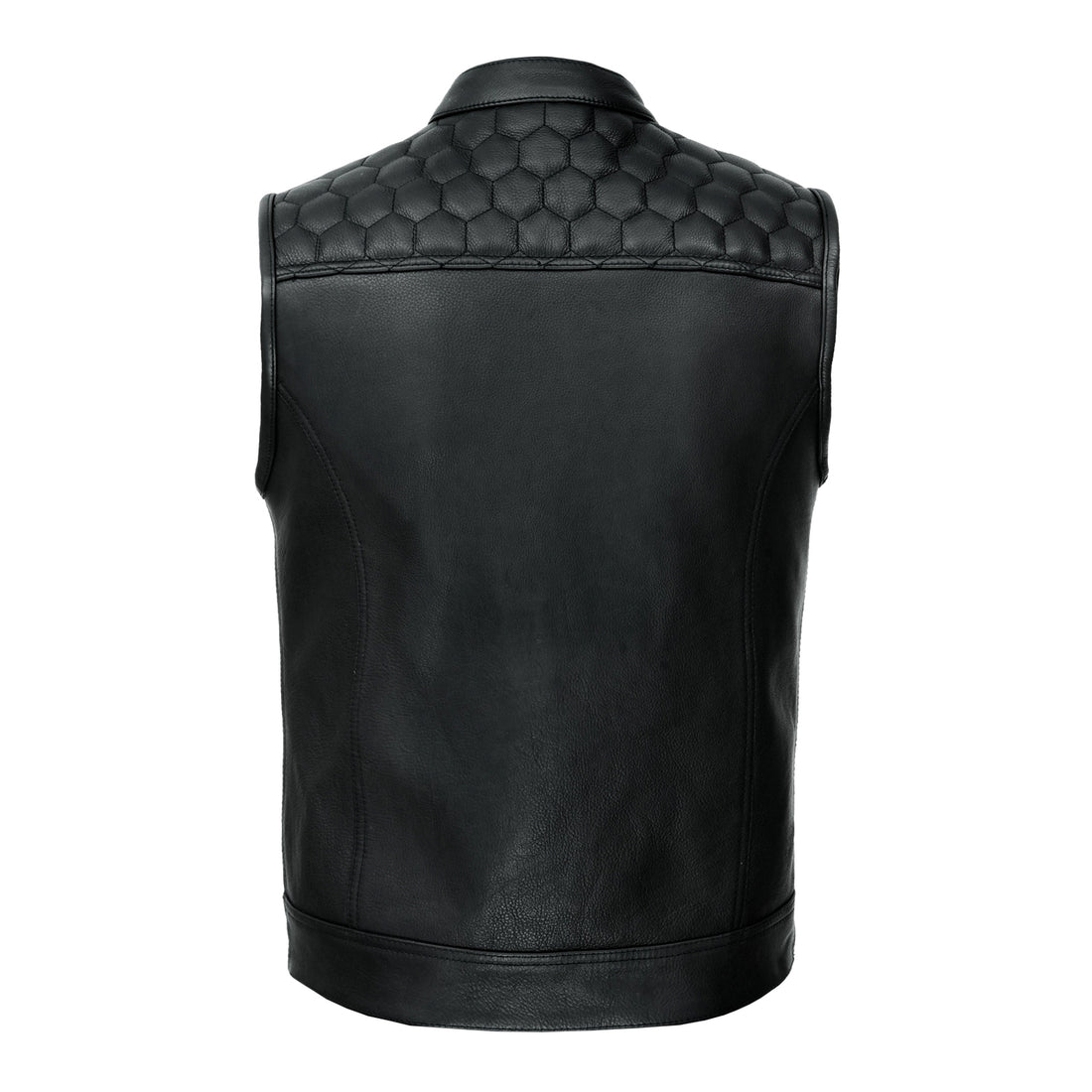 Real Leather Biker Vest - Classic Leather Moto V-Shape Neck Waistcoat - Stylish Casual Fit for all occasions and seasons