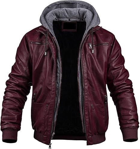 Men's Luxury Leather Jacket with Removable Hood - 100% Genuine Leather, Perfect for Riding and Everyday Wear