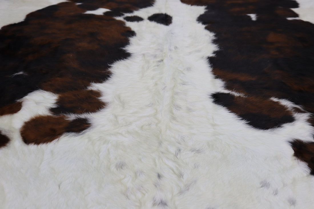 Tricolor (6.11 X 5.3 ft.) Exact As Photo BRAZILIAN Cowhide Rug | 100% Natural Cowhide Area Rug | Real Leather Cow Skin Rug | BZ297