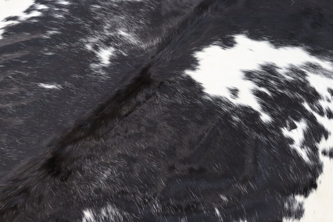 Black White (6.7 X 6.1 ft.) Exact As Photo BRAZILIAN Cowhide Rug | 100% Natural Cowhide Area Rug | Real Leather Cow Skin Rug | BZ365