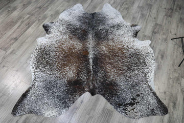 Tricolor (7.4 X 6.5 ft.) Exact As Photo BRAZILIAN Cowhide Rug | 100% Natural Cowhide Area Rug | Real Leather Cow Skin Rug | BZ382S