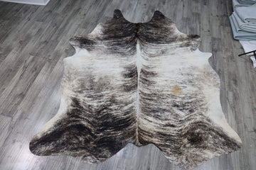 Tricolor Brindle (7.9 X 6.6 ft.) Exact As Photo BRAZILIAN Cowhide Rug | 100% Natural Cowhide Area Rug | Real Leather Cow Skin Rug | BZ452