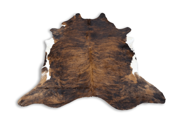Tricolor Brindle (7.8 X 7.5 ft.) Exact As Photo BRAZILIAN Cowhide Rug | 100% Natural Cowhide Area Rug | Real Leather Cow Skin Rug | BZ477