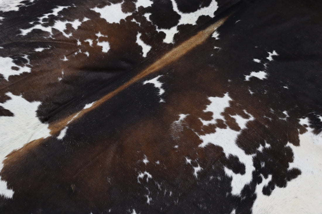 Tricolor (8.7 X 6.9 ft.) Exact As Photo BRAZILIAN Cowhide Rug | 100% Natural Cowhide Area Rug | Real Leather Cow Skin Rug | BZ497