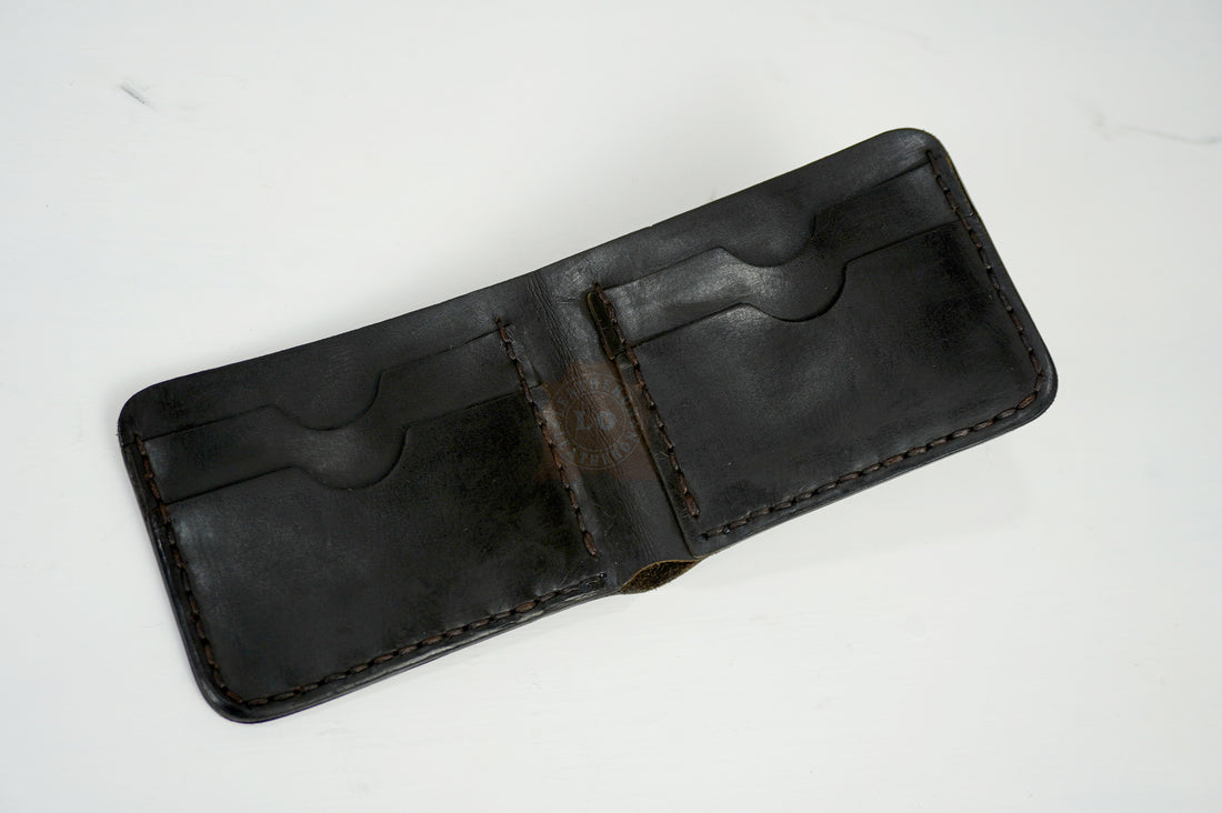 Vintage-Style Leather Bifold Wallet - Handmade with Attention to Detail