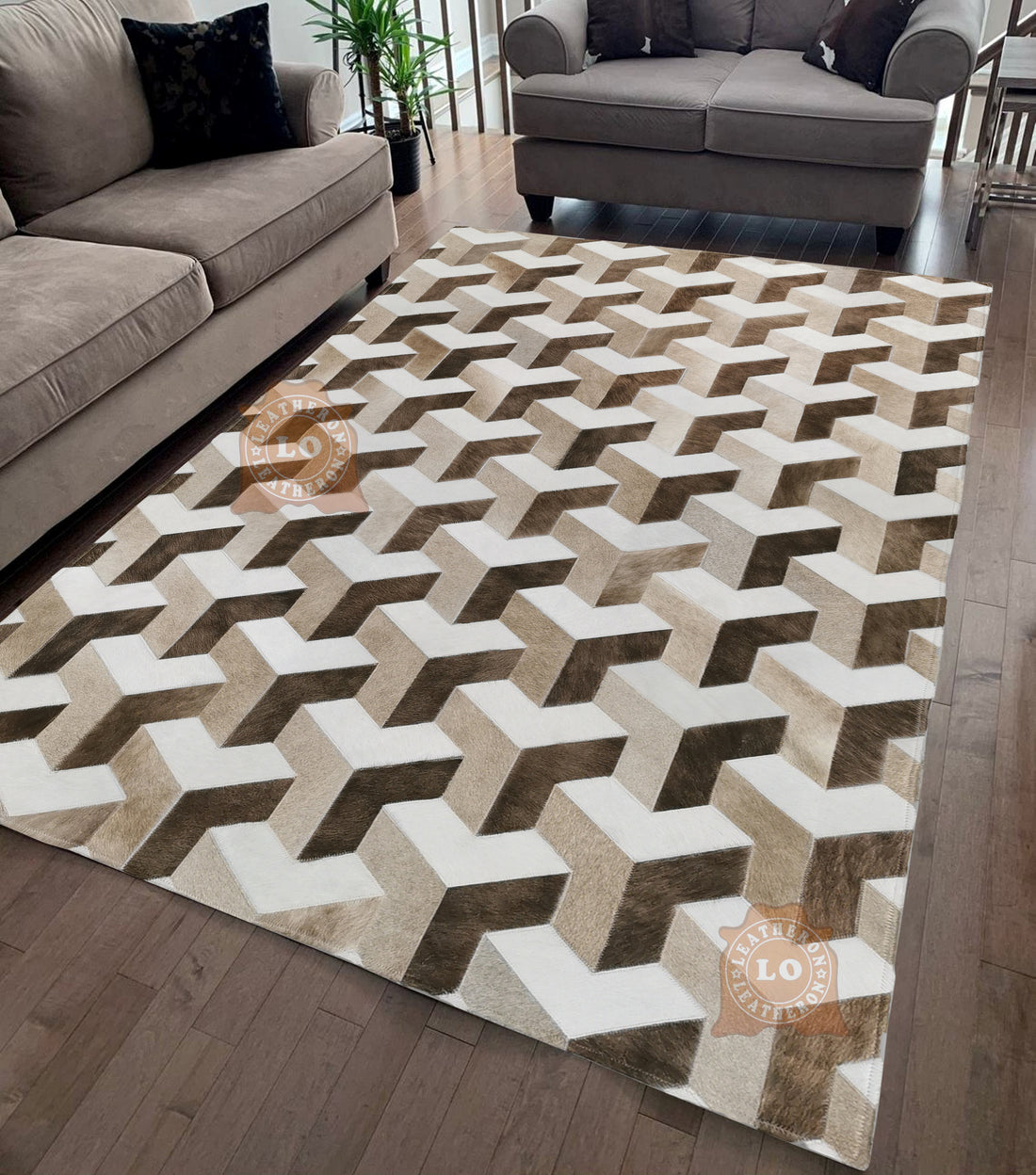 HANDMADE 100% Natural COWHIDE RUG | Patchwork Cowhide Area Rug | Real Cowhide Hallway Runner | Hair on Leather Cowhide Carpet | PR303