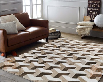HANDMADE 100% Natural COWHIDE RUG | Patchwork Cowhide Area Rug | Real Cowhide Hallway Runner | Hair on Leather Cowhide Carpet | PR303