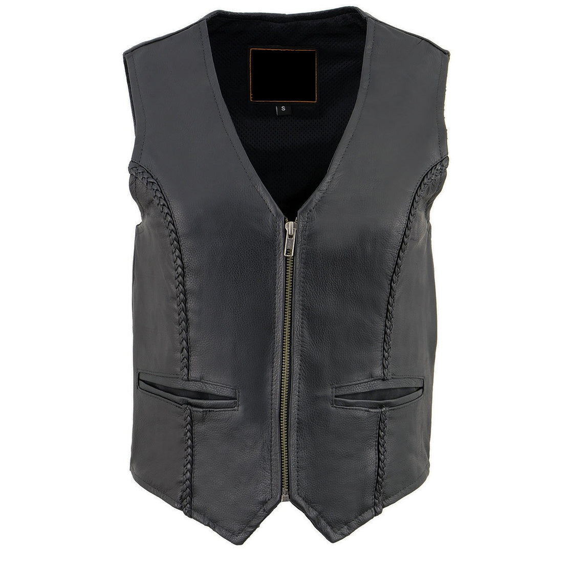 Women's Classic Motorcycle Leather Vest - Real Lambskin Leather Vest for Females, Ladies Biker Vest