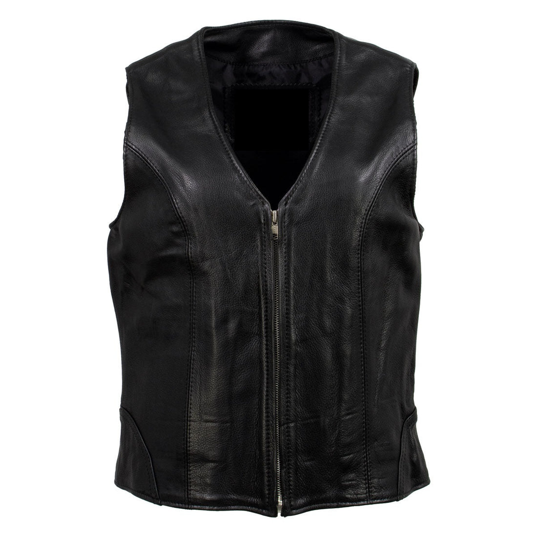 Women's Classic Motorcycle Leather Vest - Real Lambskin Leather Vest for Females, Ladies Biker Vest