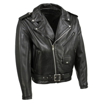 Men's Throwback Motorcycle Premium Leather Jacket - Retro Style Lambskin Leather Jacket - Classic Cafe Racer Biker Jacket