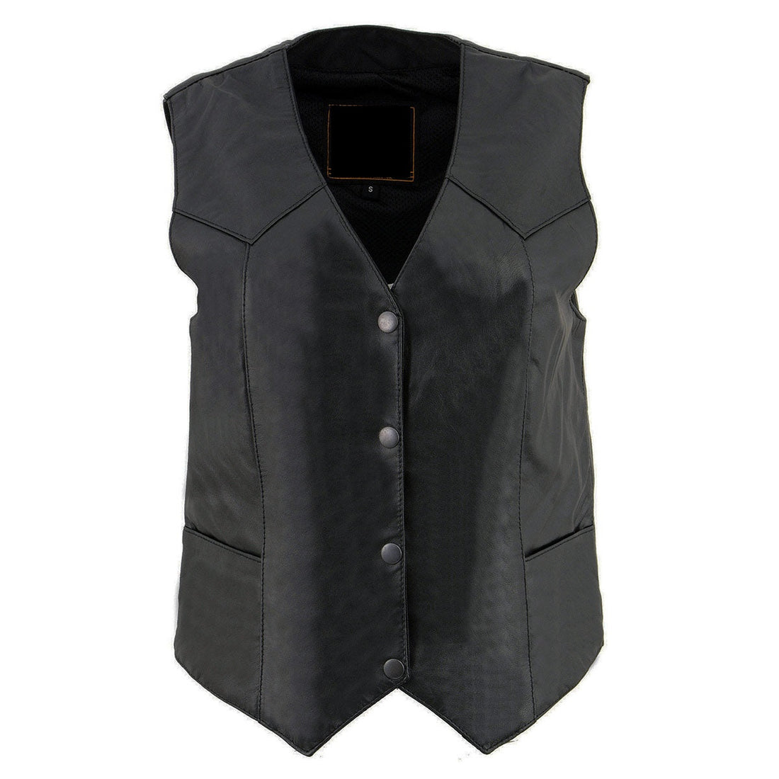 Women's Classic Western Motorcycle Rider Leather Vest - Real Lambskin Leather Vest for Females, Ladies Biker Vest