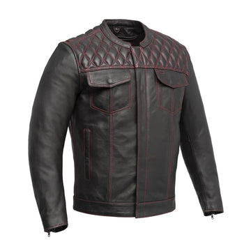 Men's Biker Leather Jacket - Genuine Full Grain Leather Cafe Racer Jacket - Motorcycle Jacket