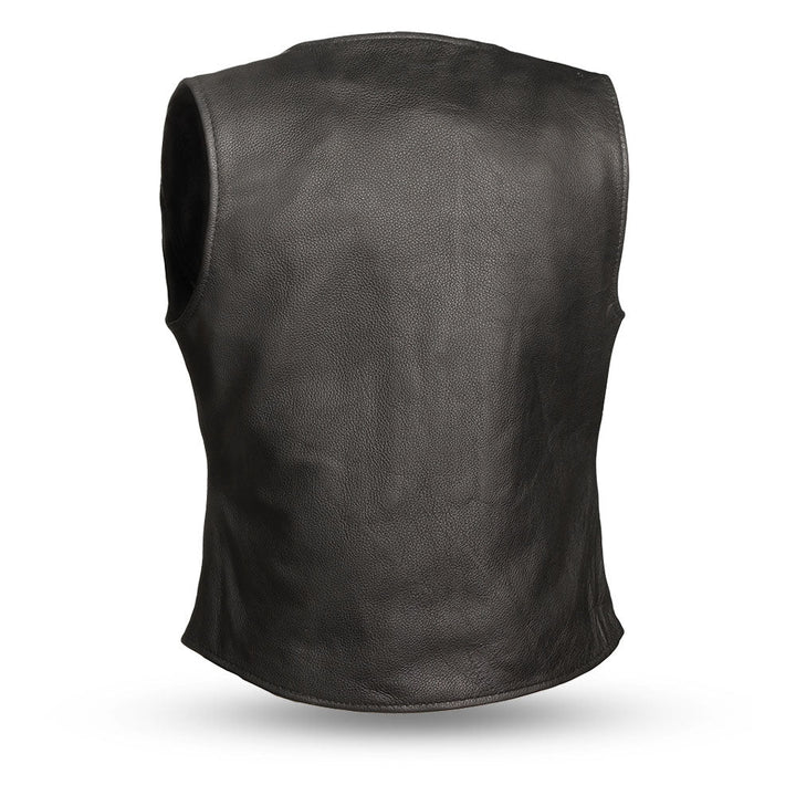 Women's Motorcycle V-Neck Snap Down Style Leather Vest - Real Lambskin Leather Vest for Females, Ladies Biker Vest