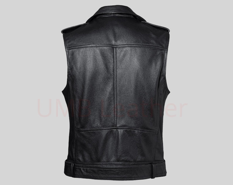 Real Cowhide Leather Vest | Handmade Leather Vest for Men | Genuine Cow Skin Biker Vest