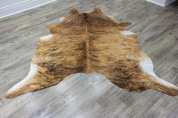 XLarge ( 8.1 x 6.5 ft ) Brazilian Brindle COWHIDE Rug Hair-on Leather Area Rug - Exact as Photo