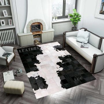 HANDMADE 100% Natural COWHIDE RUG | Patchwork Cowhide Area Rug | Real Cowhide Hallway Runner | Hair on Leather Cowhide Carpet | PR41