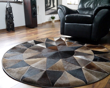 HANDMADE 100% Natural Patchwork Cowhide Area Rug | Hair on Leather Cowhide Carpet | PR87
