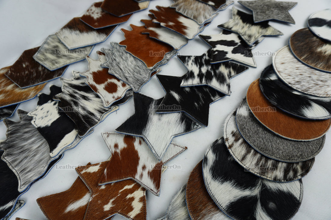 Cowhide Tea Coasters | Real Hair-on-Leather Tea Coasters | Handmade Natural Cow Skin Tea Coasters