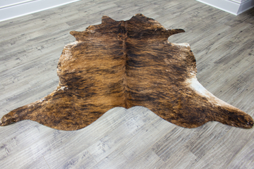 XLarge ( 7 x 6.9 ft ) BRAZILLIAN BRINDLE Cowhide Rug Hair-on Leather Area Rug - Exact as Photo