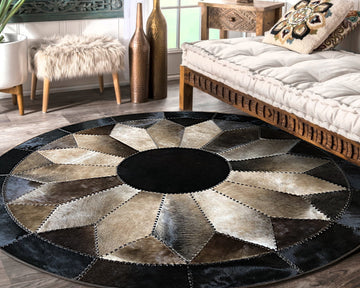 HANDMADE 100% Natural COWHIDE RUG | Patchwork Cowhide Area Rug | Hair on Leather Cowhide Carpet | PR173