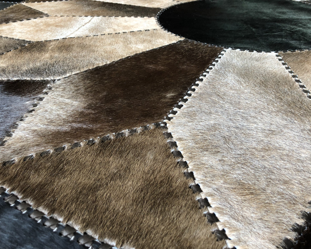 HANDMADE 100% Natural COWHIDE RUG | Patchwork Cowhide Area Rug | Hair on Leather Cowhide Carpet | PR173