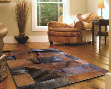 HANDMADE 100% Natural COWHIDE RUG | Patchwork Cowhide Area Rug | Real Cowhide Hallway Runner | Hair on Leather Cowhide Carpet | PR174