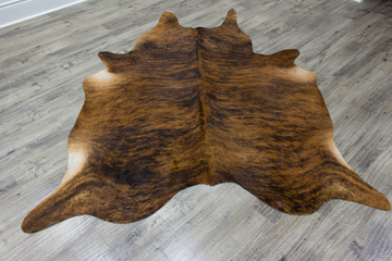 XLarge ( 7.3 x 6 ft ) BRAZILLIAN BRINDLE Cowhide Rug Hair-on Leather Area Rug - Exact as Photo