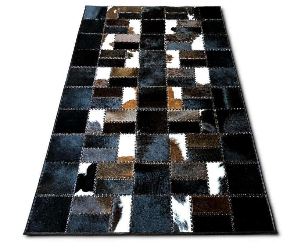 Top Design Luxury Quality Floor RUG | Patchwork Area Rug for Interior Decoration | Hair on Leather Carpet | PR187