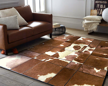 HANDMADE 100% Natural COWHIDE RUG | Patchwork Cowhide Area Rug | Real Cowhide Hallway Runner | Hair on Leather Cowhide Carpet | 525