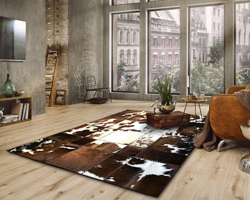HANDMADE 100% Natural COWHIDE RUG | Patchwork Cowhide Area Rug | Real Cowhide Hallway Runner | Hair on Leather Cowhide Carpet | PR131