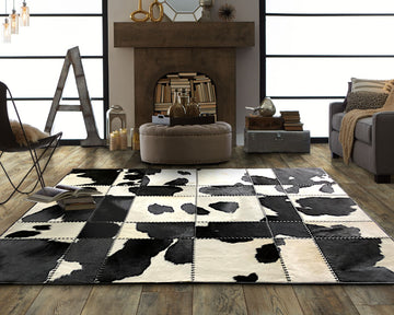 HANDMADE 100% Natural COWHIDE RUG | Patchwork Cowhide Area Rug | Real Cowhide Hallway Runner | Hair on Leather Cowhide Carpet | PR132