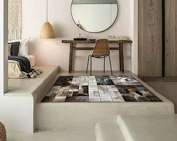 Natural Cow Skin Silky Smooth Carpet | Artisanal Cowhide Patchwork Rug for Interior Decorating | Hallway Runner | 507