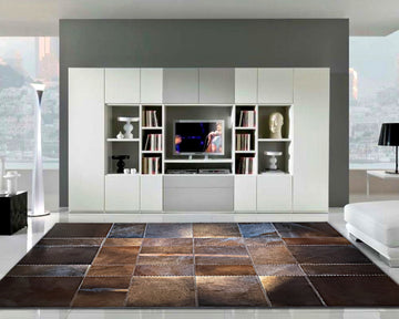 HANDMADE Mixed Brown Natural Leather Carpet | Patchwork Area Floor Rug | Hallway Runner, Living Room Bedroom Rug | 506