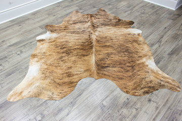XLarge ( 7 x 6 ft ) BRAZILLIAN BRINDLE Cowhide Rug Hair-on Leather Area Rug - Exact as Photo