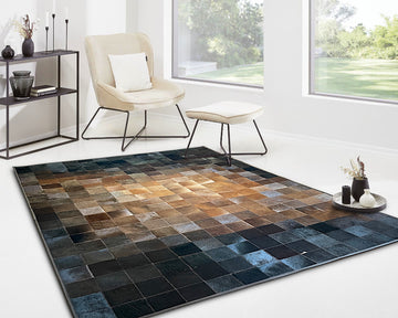 HANDMADE 100% Natural COWHIDE RUG | Patchwork Cowhide Area Rug | Real Cowhide Hallway Runner | Hair on Leather Cowhide Carpet | 502