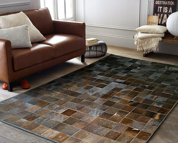 HANDMADE 100% Natural COWHIDE RUG | Patchwork Cowhide Area Rug | Real Cowhide Hallway Runner | Hair on Leather Cowhide Carpet | PR501