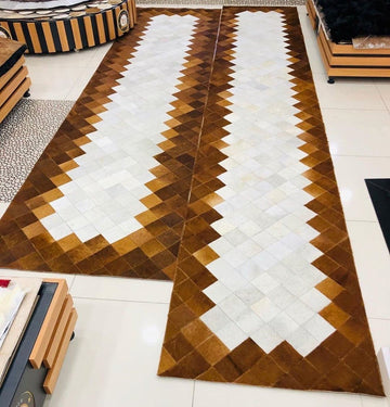 HANDMADE 100% Natural COWHIDE RUG | Patchwork Cowhide Area Rug | Real Cowhide Hallway Runner | Hair on Leather Cowhide Carpet | PR24