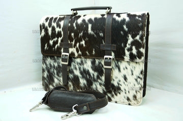 Cowhide Leather Office Bag Natural Cowhide Laptop Bag Hair On Leather Briefcase Real Cowhide Documents Bag Cowhide File Bag | OB10