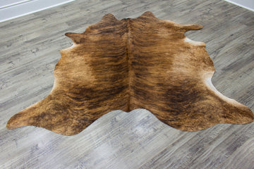 XLarge ( 6.5 ft X 6.3 ft ), Brazilian Brindle COWHIDE Rug Hair-on Leather Area Rug - Exact as Photo