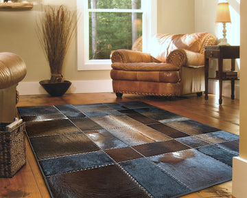 COWHIDE Patchwork Carpet For Interior/Home/Office Decor | Leather Floor Area Rug and Runner for Hallway Entryway | PR186
