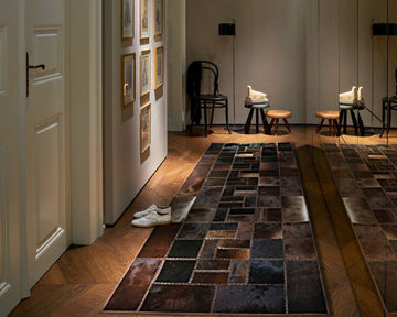 HANDMADE 100% Natural COWHIDE RUG | Patchwork Cowhide Area Rug | Real Cowhide Hallway Runner | Hair on Leather Cowhide Carpet | PR71