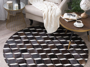 HANDMADE 100% Natural Patchwork Cowhide Area Rug | Hair on Leather Cowhide Carpet | PR101