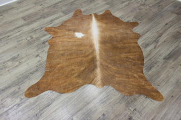 Small ( 5.1 x 4.1 ft ) BRAZILLIAN BRINDLE Cowhide Rug Hair-on Leather Area Rug - Exact as Photo