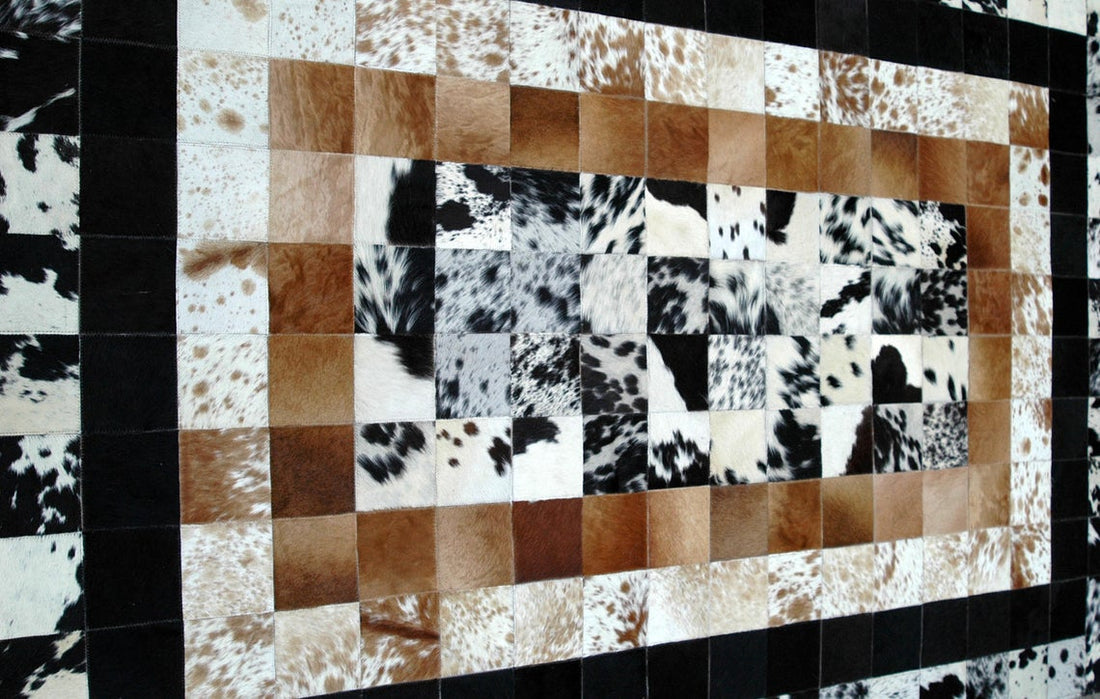 HANDMADE 100% Natural COWHIDE RUG | Patchwork Cowhide Area Rug | Real Cowhide Hallway Runner | Hair on Leather Cowhide Carpet | PR36
